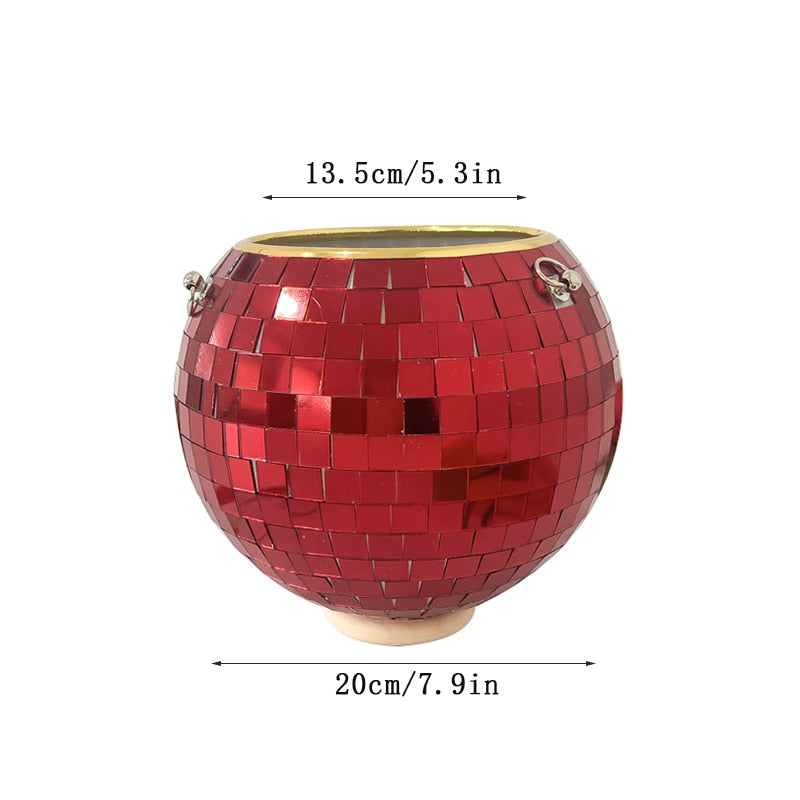 5 Colors Christmas Decor Disco Ball Planter Vase Wall Hanging Planter Pot Flower Pots Rope Hanging Flowerpot Balcony Home Decor