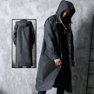 Black Fashion Adult Waterproof Long Raincoat Women Men Rain Coat