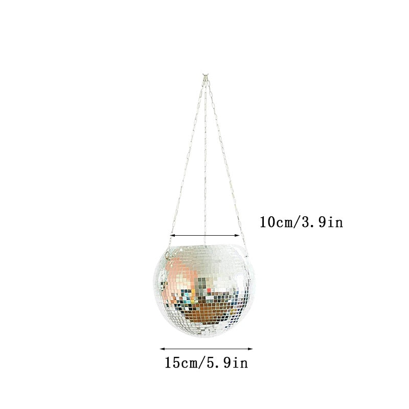 5 Colors Christmas Decor Disco Ball Planter Vase Wall Hanging Planter Pot Flower Pots Rope Hanging Flowerpot Balcony Home Decor