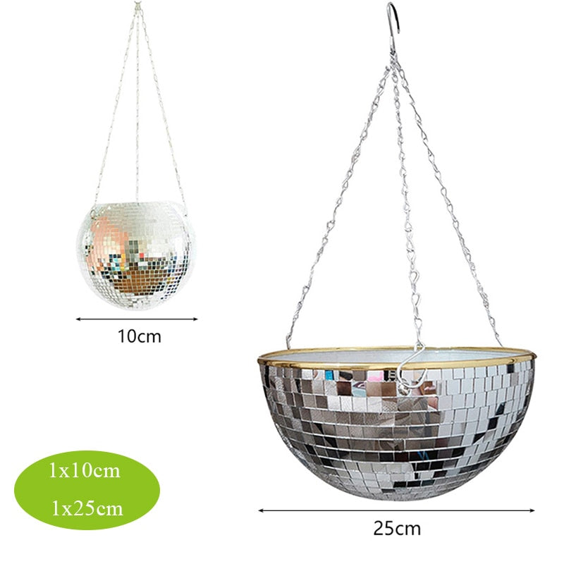 5 Colors Christmas Decor Disco Ball Planter Vase Wall Hanging Planter Pot Flower Pots Rope Hanging Flowerpot Balcony Home Decor