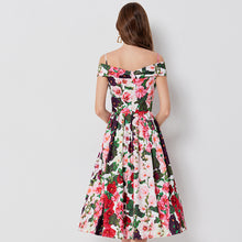 Load image into Gallery viewer, Floral-print Off-shoulder Sling Dress
