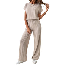 Load image into Gallery viewer, Round Neck Solid Color Fashion Knitted Top And Trousers Two-piece Set
