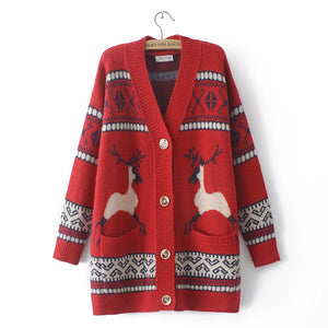 Genuine Christmas Style Knitted Cardigan Sweater
