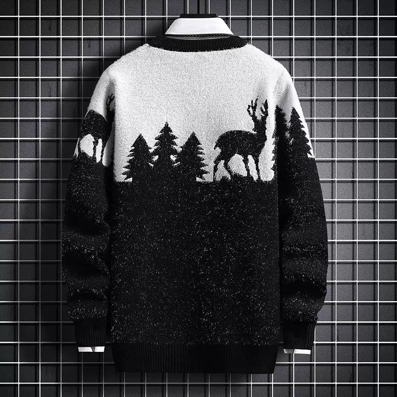 Velvet Christmas Tree round Neck Knitted Cotton Knitwear