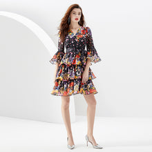 Load image into Gallery viewer, Short Trendy Trumpet Sleeve Dress
