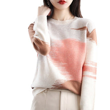 Load image into Gallery viewer, Fashion Round Neck Contrast Color Sweater
