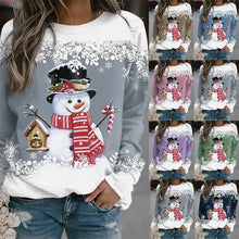 Load image into Gallery viewer, Women Christmas Snowman Printing Long Sleeve Stitching
