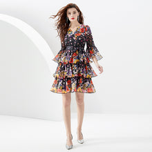 Load image into Gallery viewer, Short Trendy Trumpet Sleeve Dress
