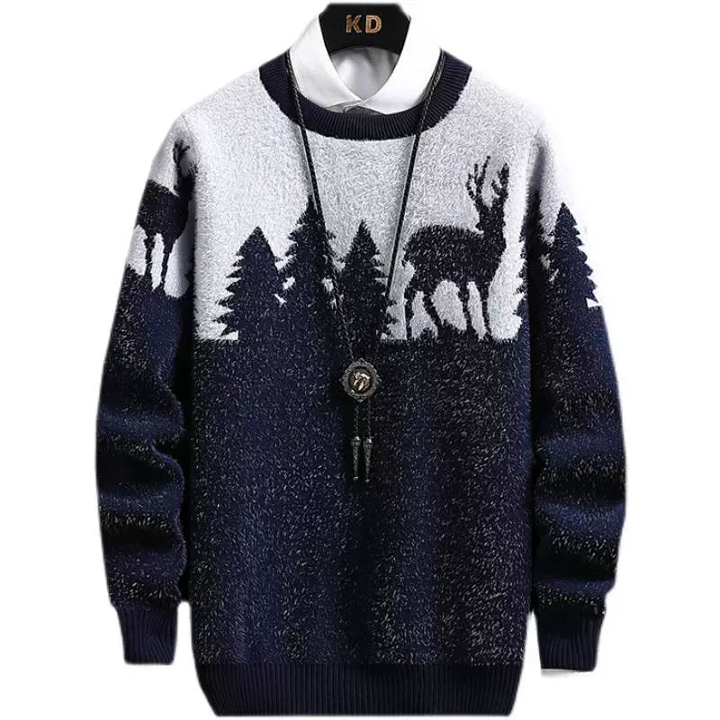 Velvet Christmas Tree round Neck Knitted Cotton Knitwear