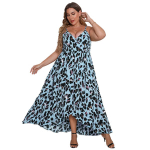 Women's V-neck Strap Leopard Print Dress