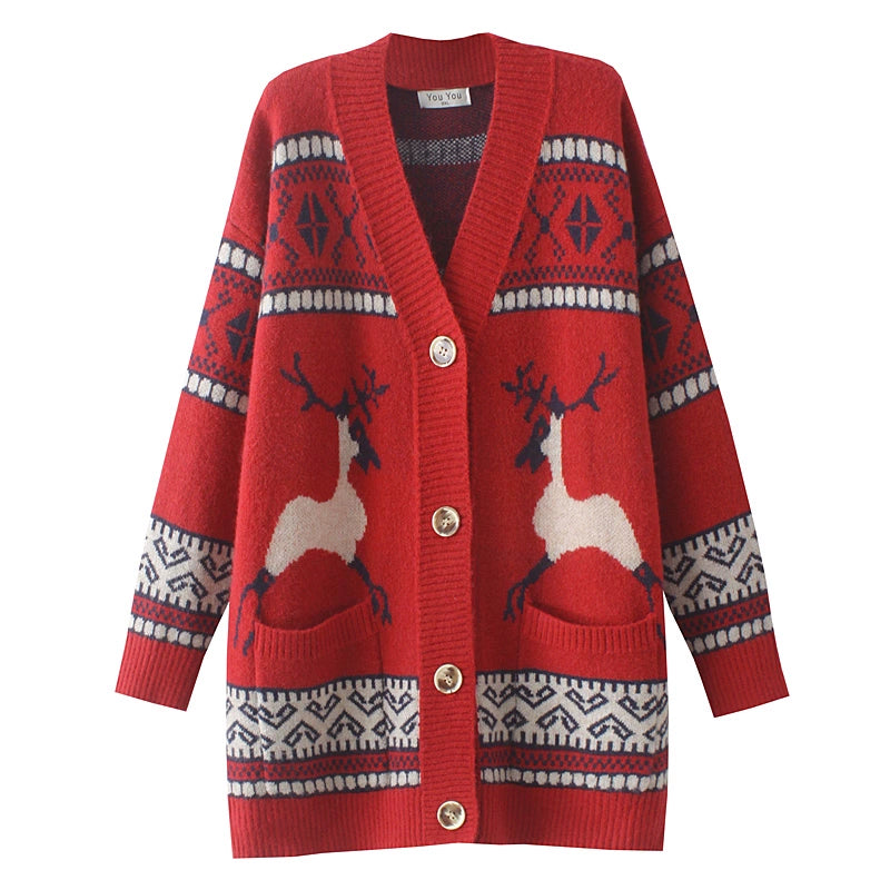 Genuine Christmas Style Knitted Cardigan Sweater