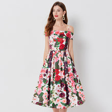 Load image into Gallery viewer, Floral-print Off-shoulder Sling Dress
