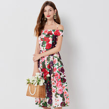 Load image into Gallery viewer, Floral-print Off-shoulder Sling Dress
