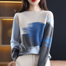 Load image into Gallery viewer, Fashion Round Neck Contrast Color Sweater
