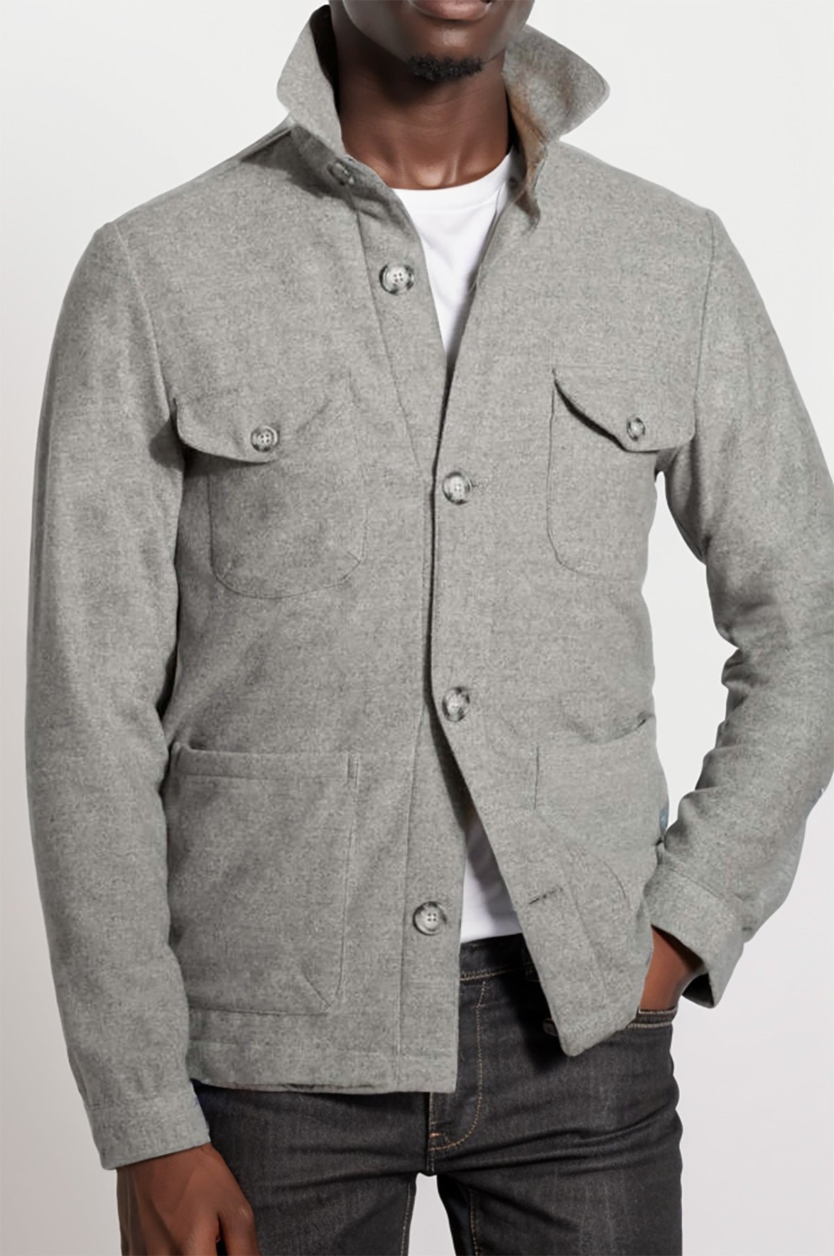 Spring And Autumn Tops Multi-pocket turn-down Collar Coat