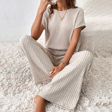 Load image into Gallery viewer, Round Neck Solid Color Fashion Knitted Top And Trousers Two-piece Set
