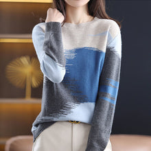 Load image into Gallery viewer, Fashion Round Neck Contrast Color Sweater
