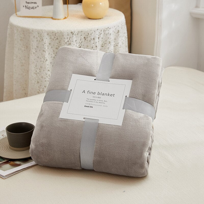 70x100cmGrey Flannel Fleece Blanket Adult Children Soft Warm Throw Bed Covers