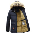 2023 New Men Winter Parka Fleece Lined Thick Warm Hooded Fur Collar Coat