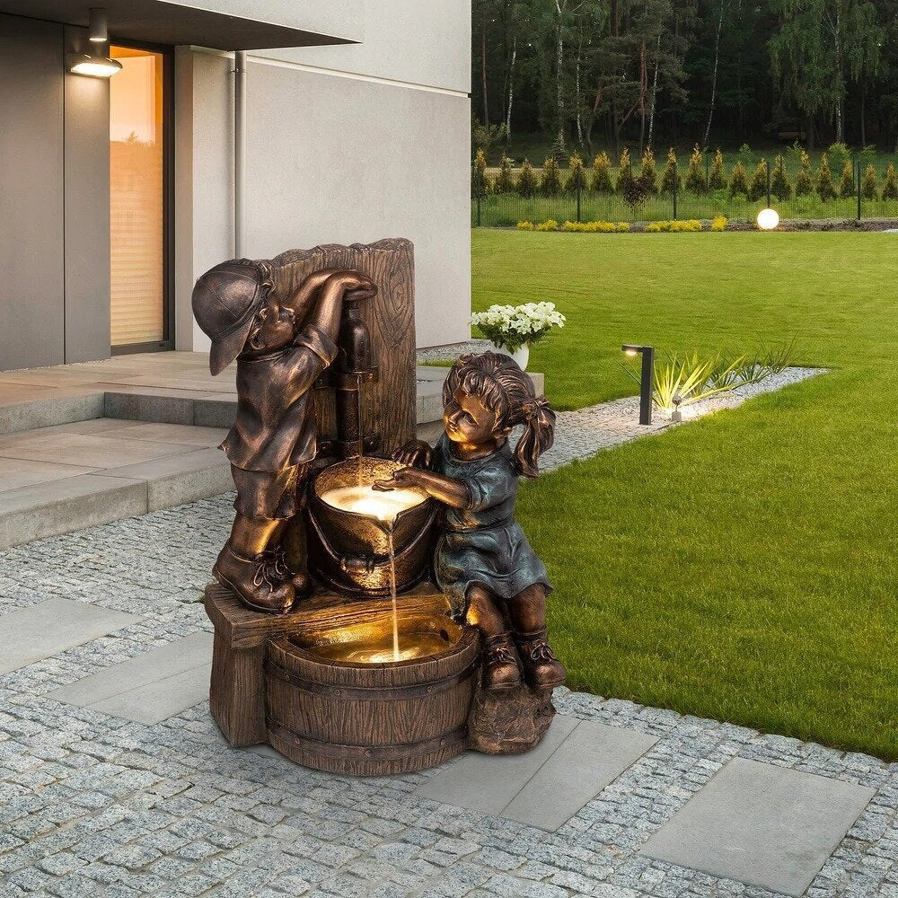 Creative Decoration Boys And Girls Garden Sculpture