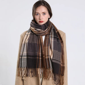 Luxury Plaid Winter Warm Cashmere Scarf