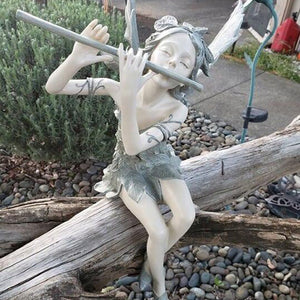 Fantasy Art Fairy Garden Statue Sitting Flower Fairy