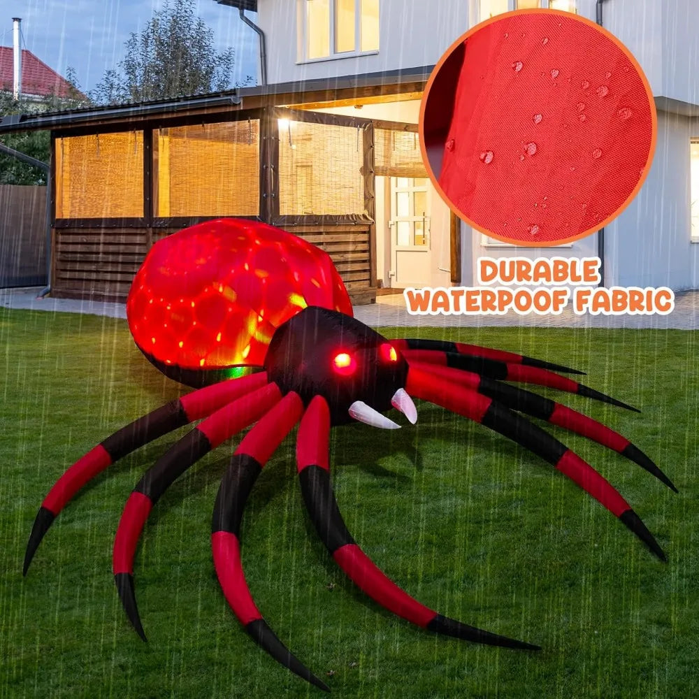 8 FT Halloween Decorations Outdoor Decor - LED Rotating Lights Inflatable Spider Blow Up