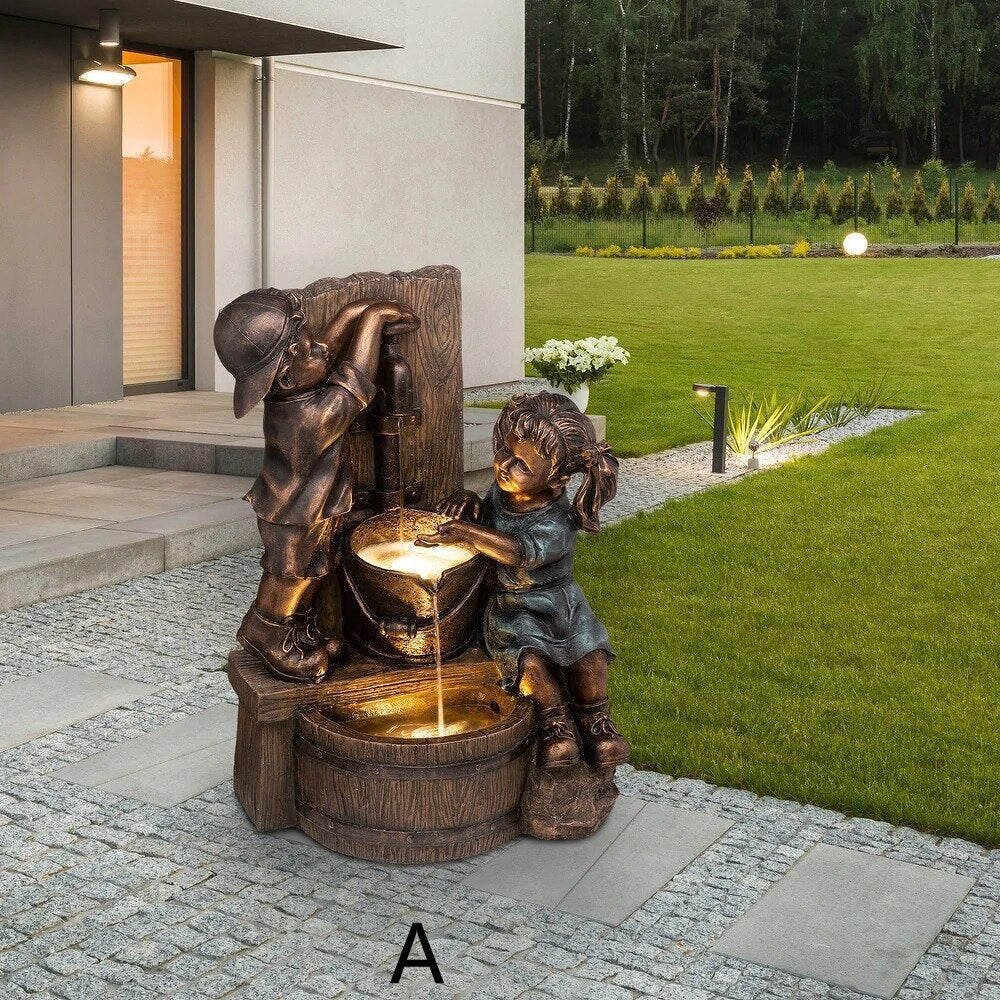 Creative Decoration Boys And Girls Garden Sculpture