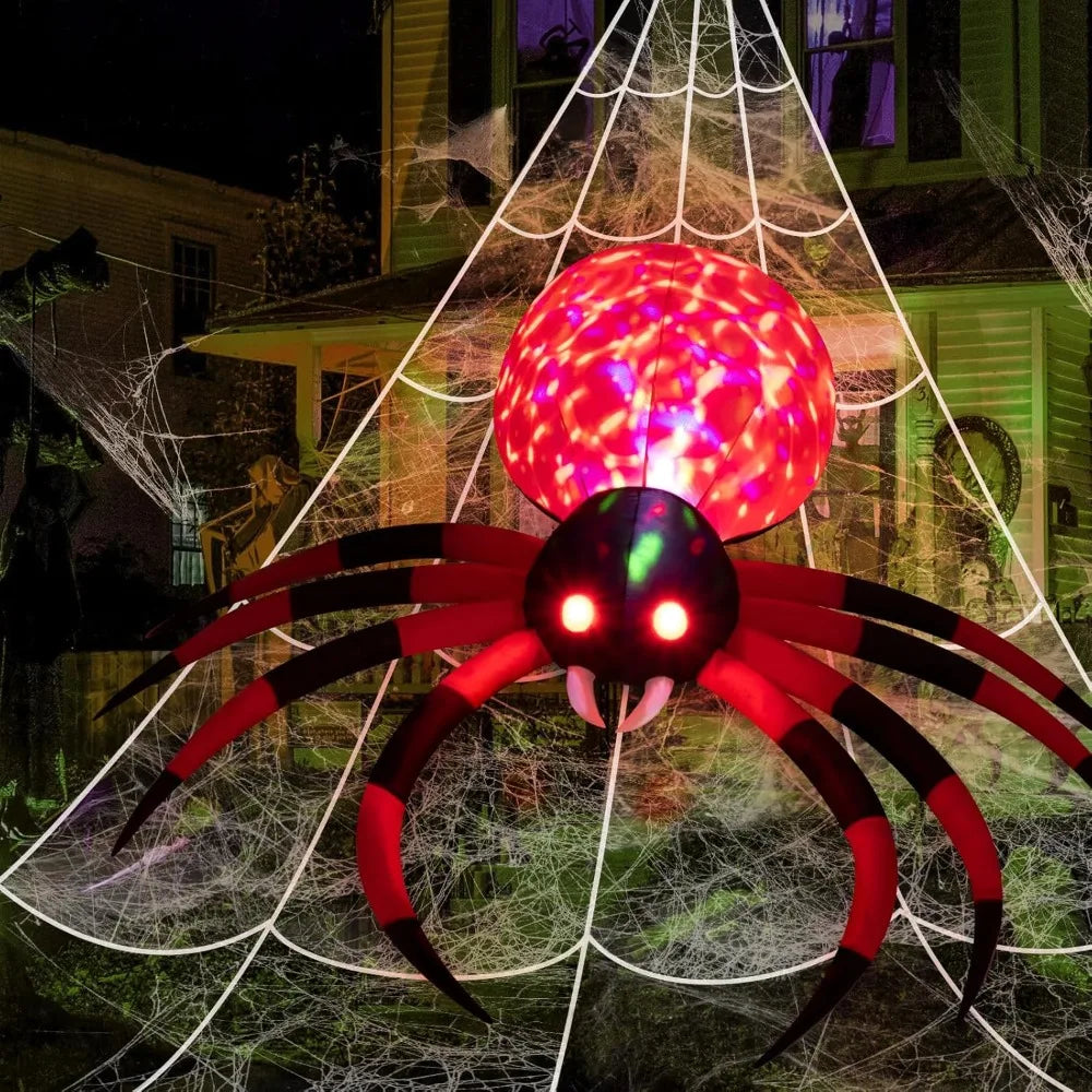 8 FT Halloween Decorations Outdoor Decor - LED Rotating Lights Inflatable Spider Blow Up