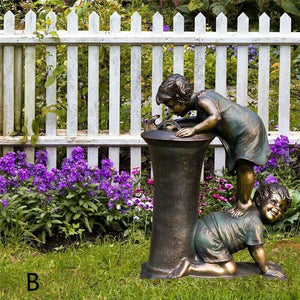 Creative Decoration Boys And Girls Garden Sculpture