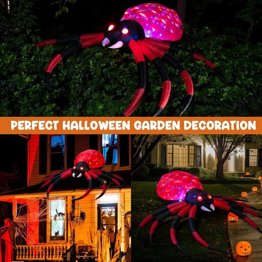 8 FT Halloween Decorations Outdoor Decor - LED Rotating Lights Inflatable Spider Blow Up