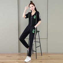 Load image into Gallery viewer, 2023 Summer New Women Tracksuit Loose Fashion Casual Short Sleeve Hooded Top Pants
