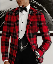 Load image into Gallery viewer, Men&#39;s Single Row Two Button Plaid Blazer
