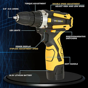 YIKODA 12/16.8/21V Cordless Drill Rechargeable Electric Screwdriver