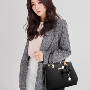 Women Shoulder Messenger Bags PU Leather Fashion Designer Adjustable Strap Crossbody Handbags with Cat Pendant Purse Ladies Girl