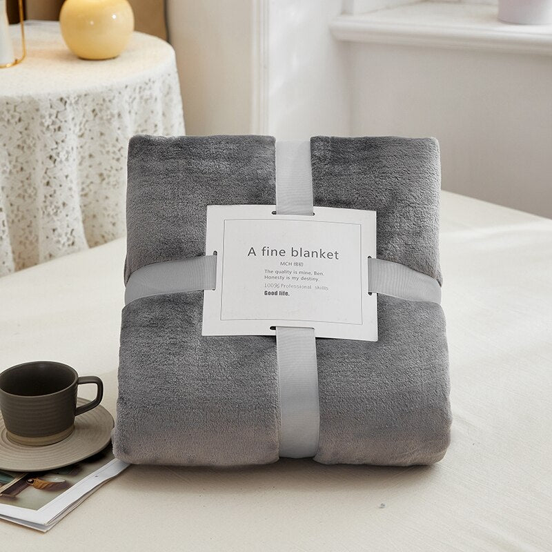 70x100cmGrey Flannel Fleece Blanket Adult Children Soft Warm Throw Bed Covers