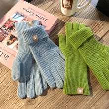 Load image into Gallery viewer, 1 pair  Pure  Wool Knitted Labeling Gloves Finger Exposed
