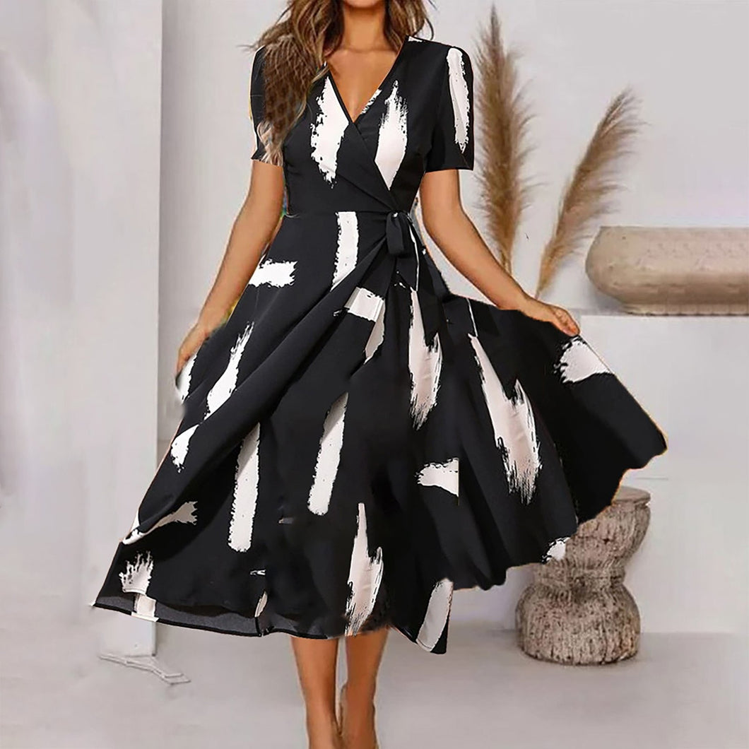 2023 Boho Vintage Print Women Maxi Dress Summer Fashion