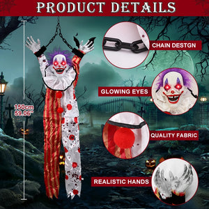 Motion Activated Prop Animatronic Clown/Corpse  Outdoor Decorations Scary Light-Up Red Eyes&Sound Talking Ghost