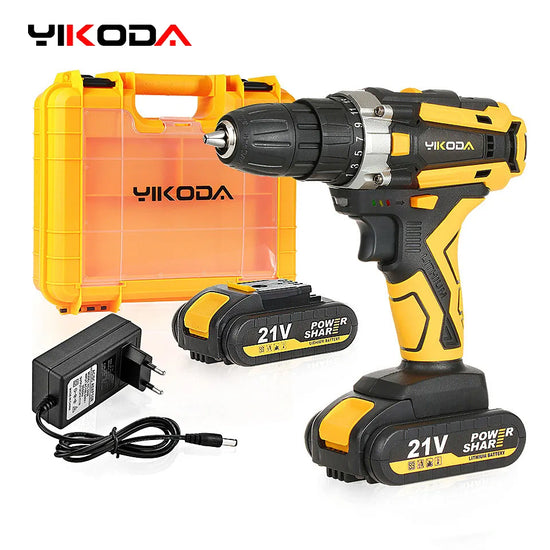 YIKODA 12/16.8/21V Cordless Drill Rechargeable Electric Screwdriver