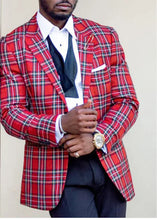 Load image into Gallery viewer, Men&#39;s Single Row Two Button Plaid Blazer
