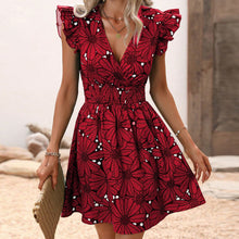 Load image into Gallery viewer, New Flowers Print Ruffled Sleeveless Dress
