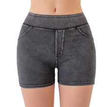 Load image into Gallery viewer, High Waist Hip Lift Yoga Denim Shorts
