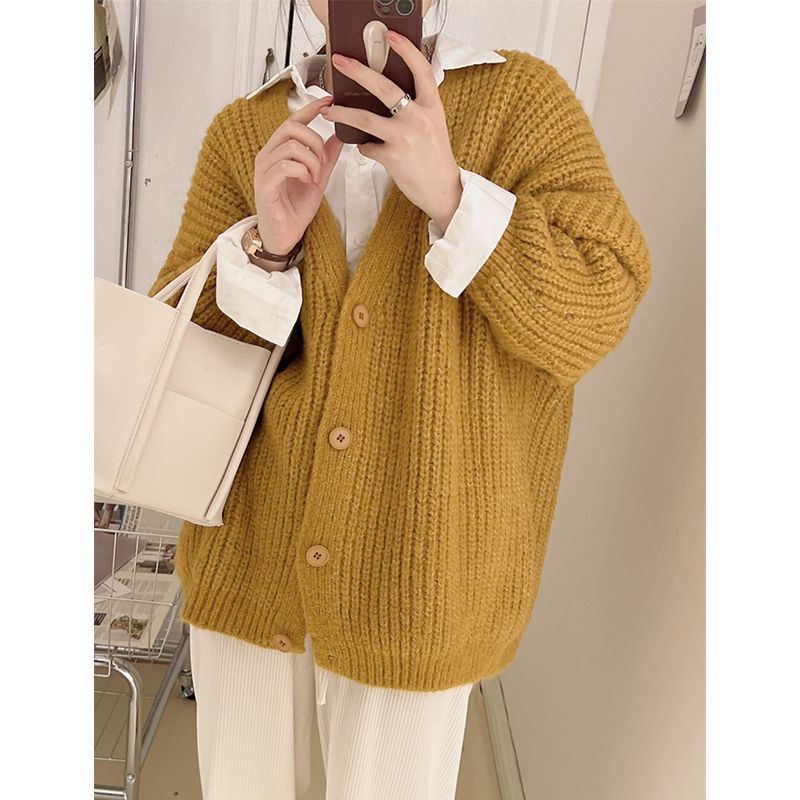 Idle Style Knitted Cardigan Sweater For Women Autumn And Winter