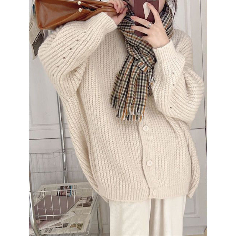 Idle Style Knitted Cardigan Sweater For Women Autumn And Winter