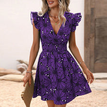 Load image into Gallery viewer, New Flowers Print Ruffled Sleeveless Dress
