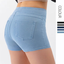 Load image into Gallery viewer, High Waist Hip Lift Yoga Denim Shorts

