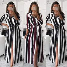 Load image into Gallery viewer, striped long-sleeved shirt dress
