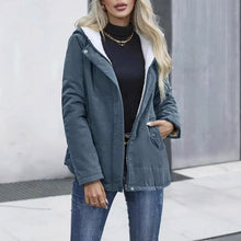 Load image into Gallery viewer, Fleece-lined Hooded Coat Winter Preppy Style Long Sleeve Jacket Warm Pockets Cotton Coat Women&#39;s Clothing
