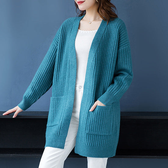 Loose Knitted Shawl Versatile Sweater Coat Women&